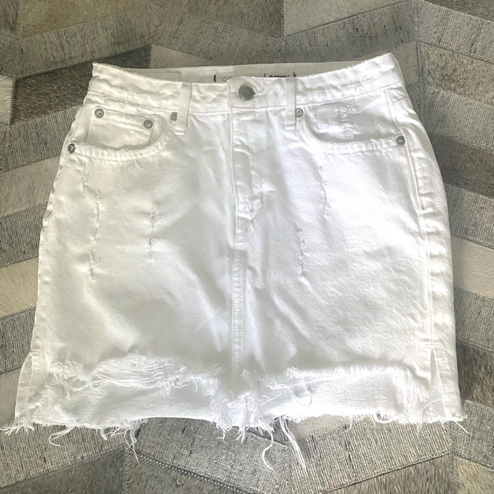 Lovers + Friends White Denim Elijah Mini Skirt